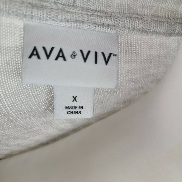 AVA & VIV Solid All Grey Gray Ribbed Button Down X - Picture 5 of 6